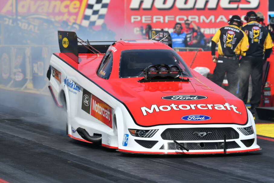 Bob Tasca III took the new Mustang Funny Car to the semis before falling in NHRA action at Phoenix. Bob Tasca III took the new Mustang Funny Car to the semis before falling in NHRA action at Phoenix.